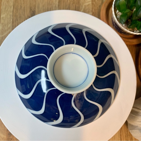 Chinoiserie Blue & White Bowl Dish🌿farmhouse🌿oriental tableware~server-bohemian - Picture 2 of 11